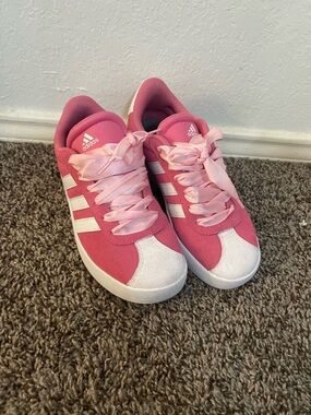 adidas Pink and White Ribbon Lace Sneakers